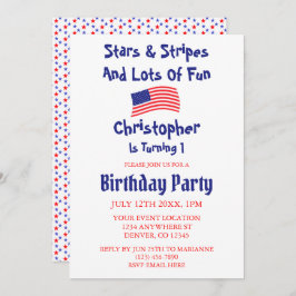 Sterren en stripes 1e verjaardag kaart