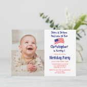 Sterren en stripes 1e verjaardag kaart (Staand voorkant)