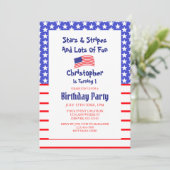 Sterren en stripes 1e verjaardag kaart (Staand voorkant)