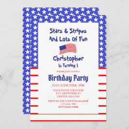 Sterren en stripes 1e verjaardag kaart