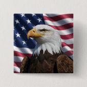 Sterren en Stripes Eagle Vierkante Button 5,1 Cm (Voorkant)