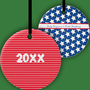 Sterren en stripes eerste kerstkeramisch Ornament