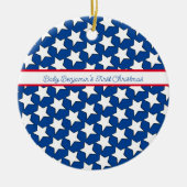 Sterren en stripes eerste kerstkeramisch Ornament (Voorkant)
