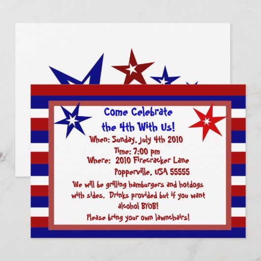 Sterren en Stripes gepersonaliseerd Vierde juli Kaart (Voorkant / Achterkant)
