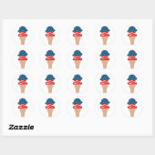 Sterren en stripes IJscream Cone Ronde Sticker (Vel)