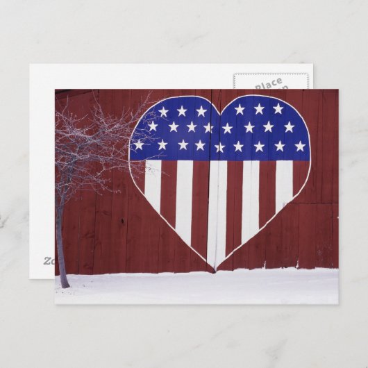 Sterren en stripes, in de vorm van hart briefkaart (Voorkant / Achterkant)