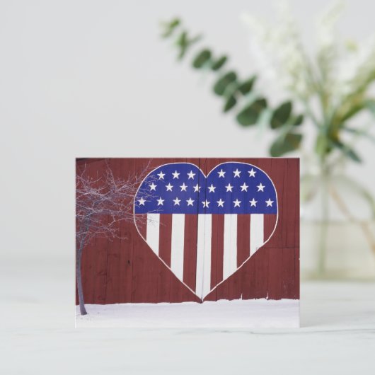 Sterren en stripes, in de vorm van hart briefkaart (Staand voorkant)