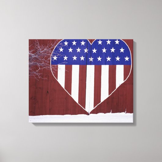 Sterren en stripes, in de vorm van hart canvas afdruk (Voorkant)