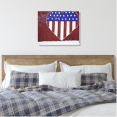 Sterren en stripes, in de vorm van hart canvas afdruk (Insitu (Slaapkamer))