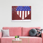 Sterren en stripes, in de vorm van hart canvas afdruk (Insitu (Woonkamer))