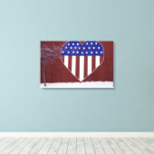 Sterren en stripes, in de vorm van hart canvas afdruk (Insitu (Houten vloer))