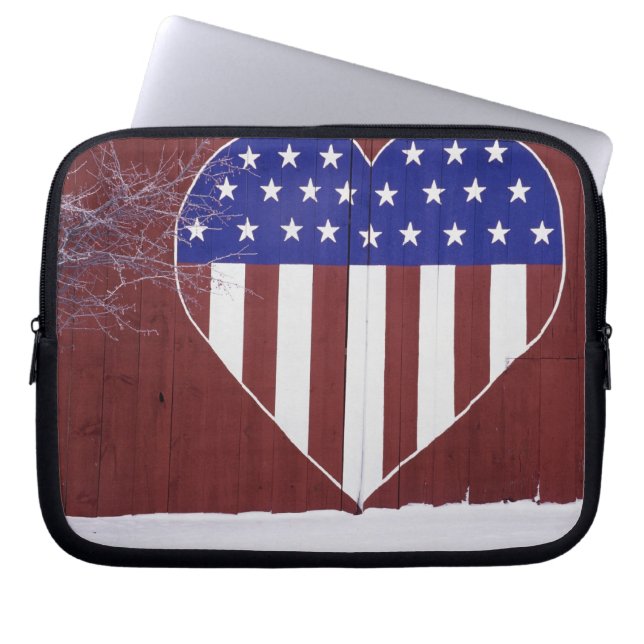 Sterren en stripes, in de vorm van hart laptop sleeve (Voorkant)