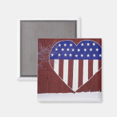 Sterren en stripes, in de vorm van hart magneet (Voorkant / Achterkant)