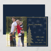 Sterren en Stripes, kerstmarineblauw en goud Feestdagenkaart (Voorkant / Achterkant)