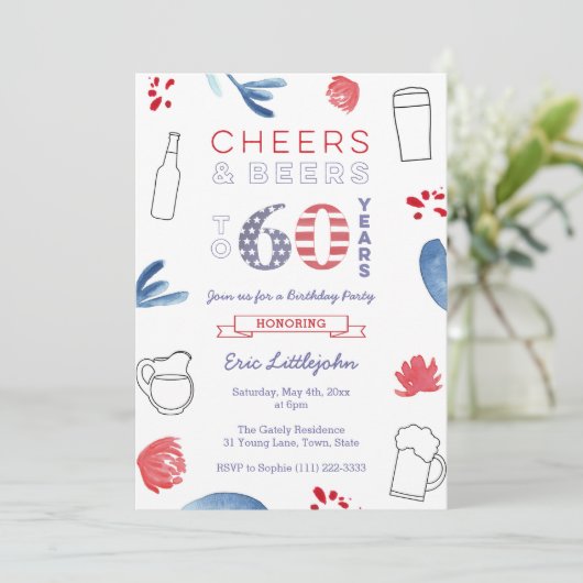 Sterren en Stripes Man 60e verjaardag Kaart (Staand voorkant)