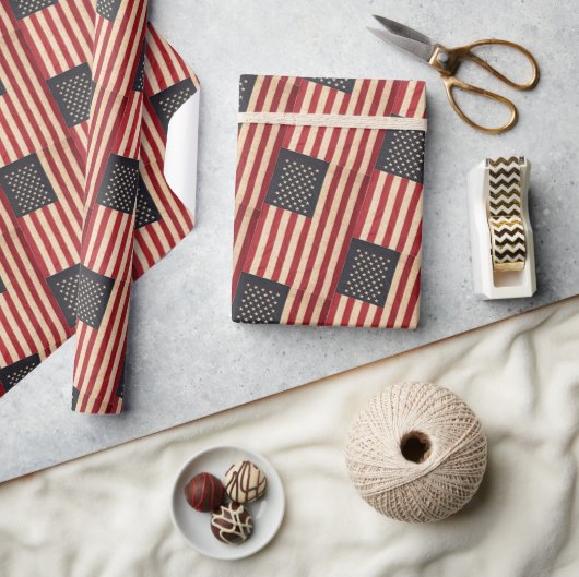 sterren en stripes met Amerikaanse vlag Cadeaupapier (Crafts)