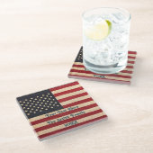 sterren en stripes met Amerikaanse vlag Glazen Onderzetter (Schuin)
