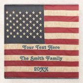  sterren en stripes met Amerikaanse vlag Glazen Onderzetter (Voorkant)