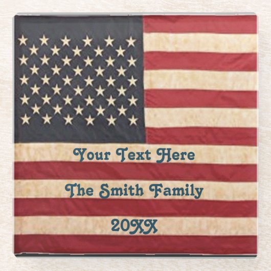 sterren en stripes met Amerikaanse vlag Glazen Onderzetter (Voorkant)