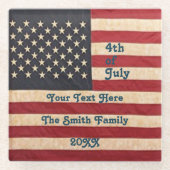  sterren en stripes met Amerikaanse vlag Glazen Onderzetter (Voorkant)