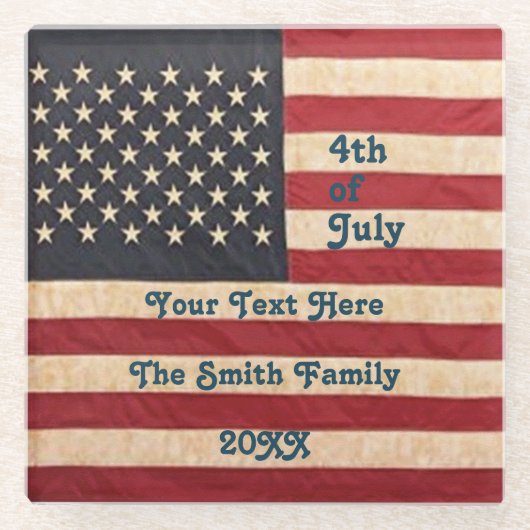  sterren en stripes met Amerikaanse vlag Glazen Onderzetter (Voorkant)