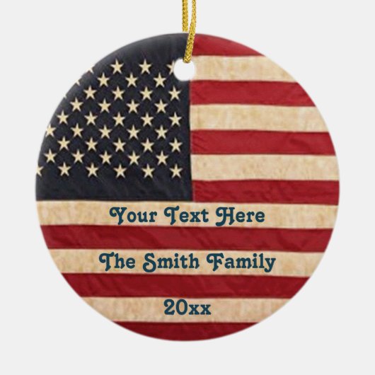  sterren en stripes met Amerikaanse vlag Keramisch Ornament (Voorkant)