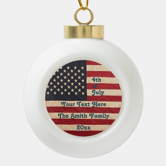 sterren en stripes met Amerikaanse vlag Keramische Bal Ornament (Voorkant)