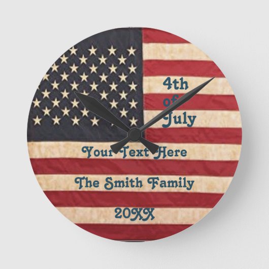 sterren en stripes met Amerikaanse vlag Ronde Klok (Voorkant)
