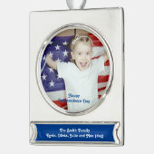  sterren en stripes met Amerikaanse vlag Verzilverd Banner Ornament (Links)