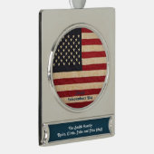 sterren en stripes met Amerikaanse vlag Verzilverd Banner Ornament (Rechts)