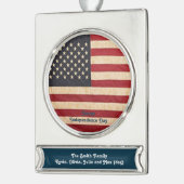 sterren en stripes met Amerikaanse vlag Verzilverd Banner Ornament (Links)
