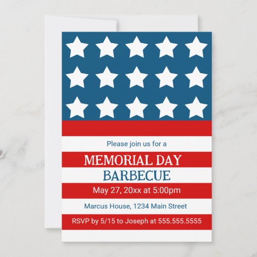 Sterren en Stripes Party Uitnodiging (Voorkant)