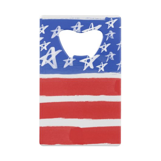 Sterren en Stripes, patriottisch, 4 juli Creditkaart Flessenopener (Achterkant)
