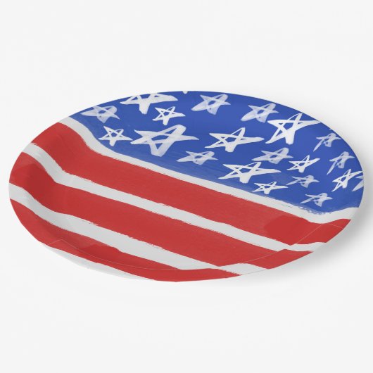 Sterren en Stripes, patriottisch, 4 juli Papieren Bordje (Gekanteld)