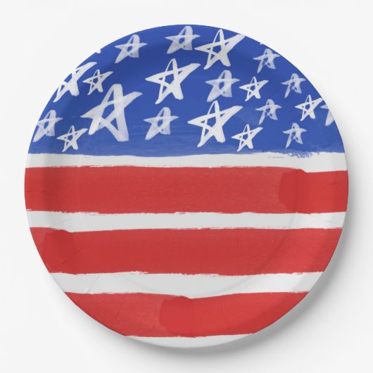 Sterren en Stripes, patriottisch, 4 juli Papieren Bordje (Voorkant)