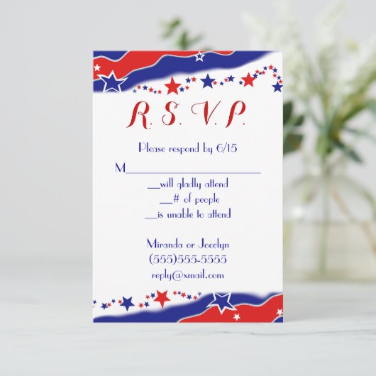 Sterren en Stripes RSVP Kaartje (Staand voorkant)