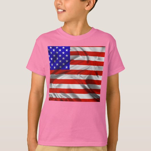 Sterren en stripes Zijde Vlag T-Shirt (Voorkant)