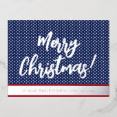 Sterren en Stripes Zilver Manuscript Kerst Folie Feestdagen Briefkaart (Voorkant)