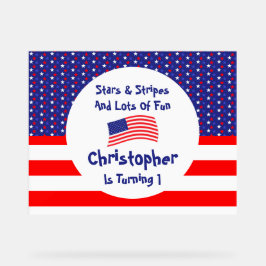 sterren en strips 1e verjaardag acryl bord