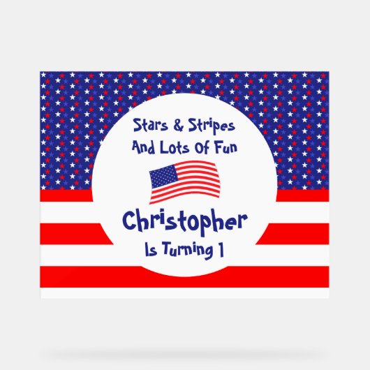sterren en strips 1e verjaardag acryl bord (Voorkant)