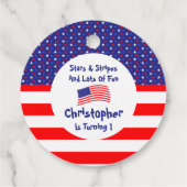 sterren en strips 1e verjaardag bedankjes labels (Achterkant)