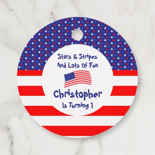 sterren en strips 1e verjaardag bedankjes labels (Achterkant)