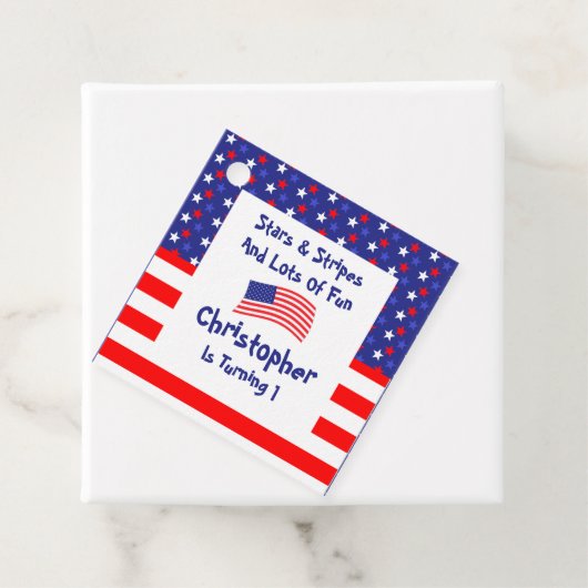 sterren en strips 1e verjaardag bedankjes labels (In situ)