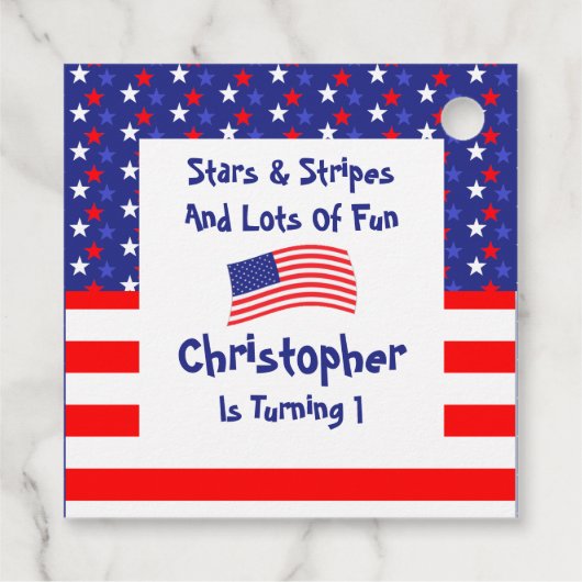 sterren en strips 1e verjaardag bedankjes labels (Achterkant)