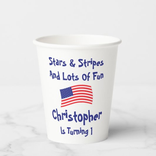 sterren en strips 1e verjaardag papieren bekers (Voorkant)