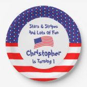 sterren en strips 1e verjaardag papieren bordje (Voorkant)