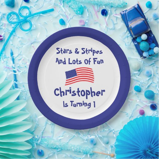 sterren en strips 1e verjaardag papieren bordje (Feest)