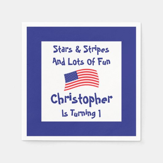 sterren en strips 1e verjaardag servet (Voorkant)