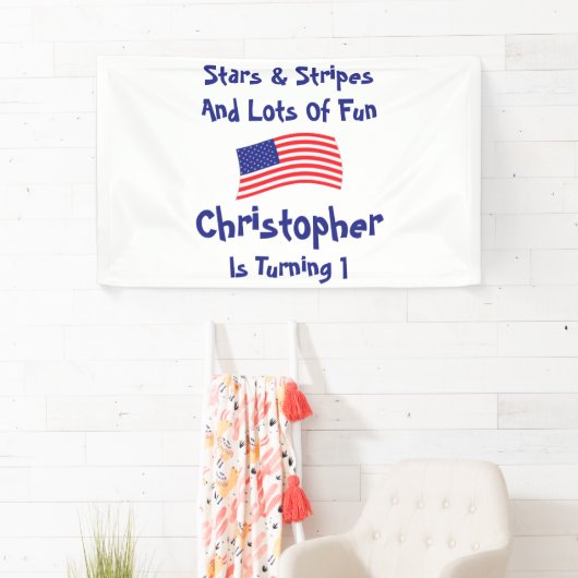 sterren en strips 1e verjaardag spandoek (Insitu)