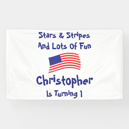 sterren en strips 1e verjaardag spandoek (Horizontaal)